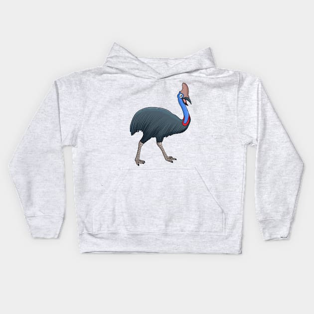 Happy cassowary bird cartoon illustration Kids Hoodie by Cartoons of fun